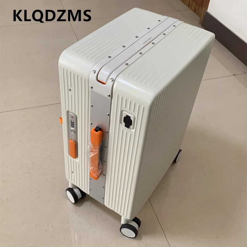 

KLQDZMS чемодан для ПК 20 "25 дюймов, высокое качество, переднее отверстие для ноутбука, посадочный чемодан, алюминиевая рама, чемодан на колесиках, женский чемодан для салона