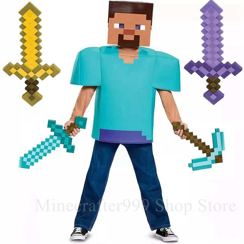 45cm Game Minecraft Design Blue Diamond Sword My World Plastic Toy Steve Sword Ax Kids Lovely Toys For Children Cosplay Gift