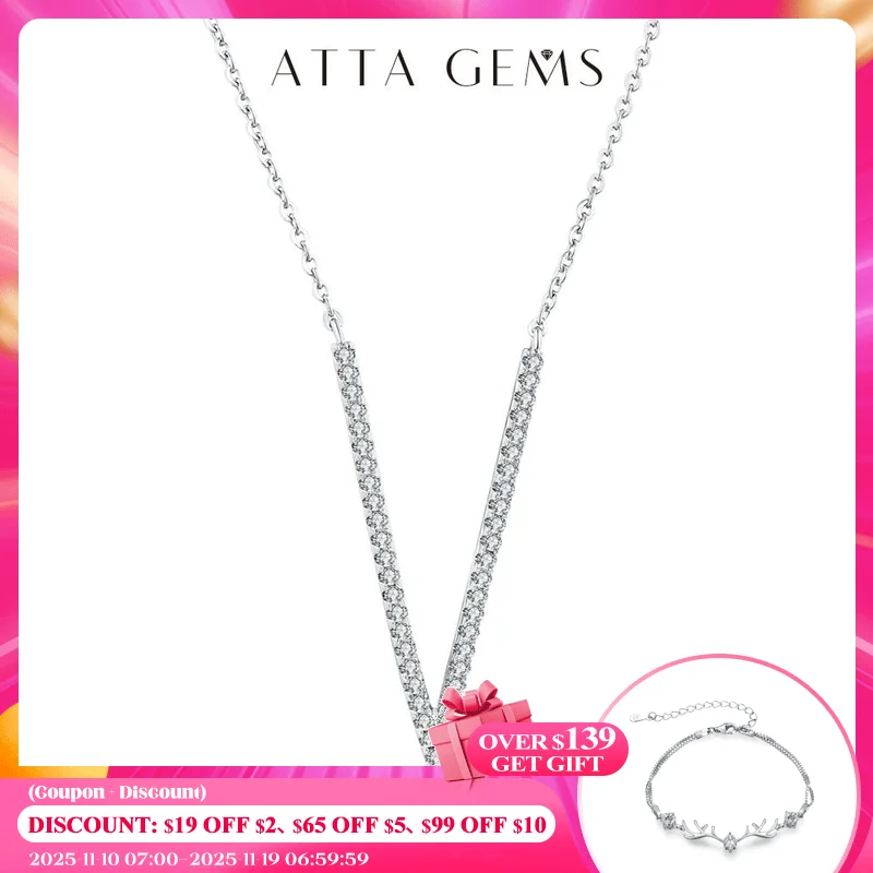 

Attagems 2022 Round Cut D VVS1 Moissanite Necklace 925 Sterling Silver Passed the Diamond Pendant Necklace for Woman Girl Gift