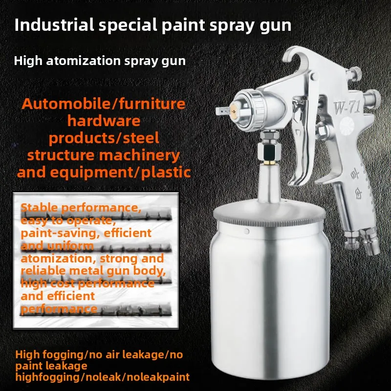 Jiyu Car Paint Spray Gun W77 Furniture Machinery Color Steel Tile Latex Paint Spray Pot W71 Pneumatic Paint Spray Gun