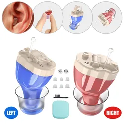 Premium Adult Hearing Aid, Mini CIC Personal Inner Ear Device, Includes Left and Right, for TV and Calls, with Portable Case