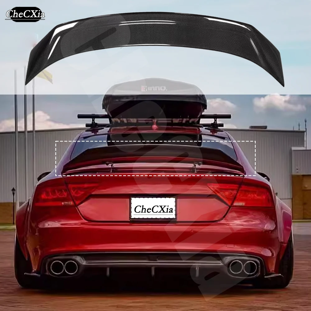 R Style High Quality Real Carbon Fiber Material Spoiler For Audi A7 S7 RS7 2013 - 2018 Carbon Fiber Rear Spoiler Trunk Wing