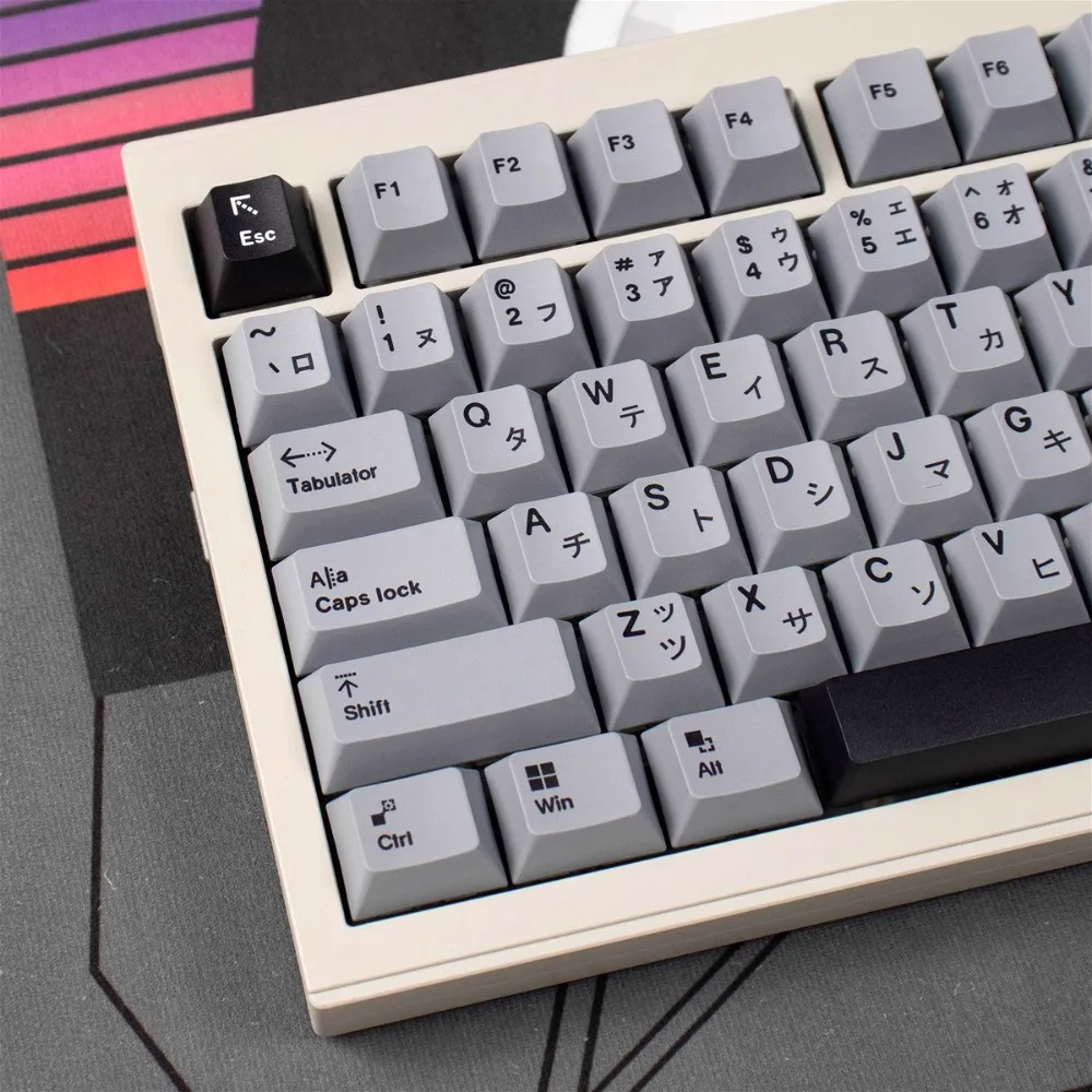 

Колпачки для клавиш PBT для Cherry MX, 148 клавиш Dye-Sub для клавиатуры 75% 87%, минималистичный серый, белый