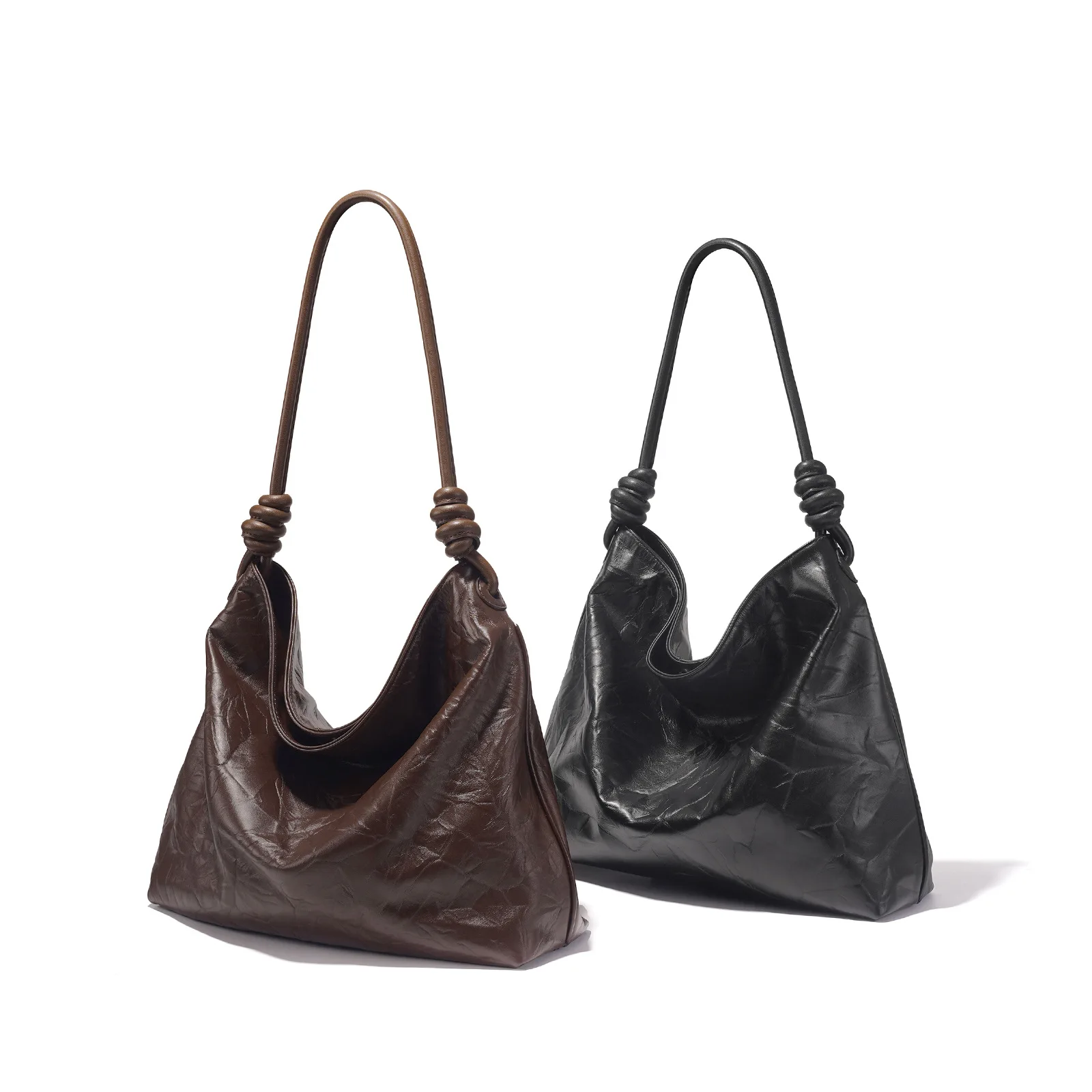 2024 Luxury Brand Women Head Layer Cowhide Hand Scratch Wrinkle Tote Bag Purses And Handbags