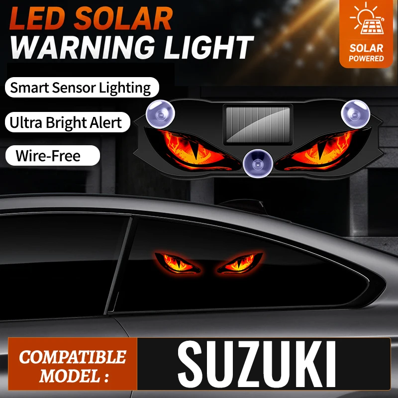 Fit For Suzuki New Car Devil Eye Solar Vibration Sensor Dynamic LED Light Creative Car  Ambient Light USB Rechargeable