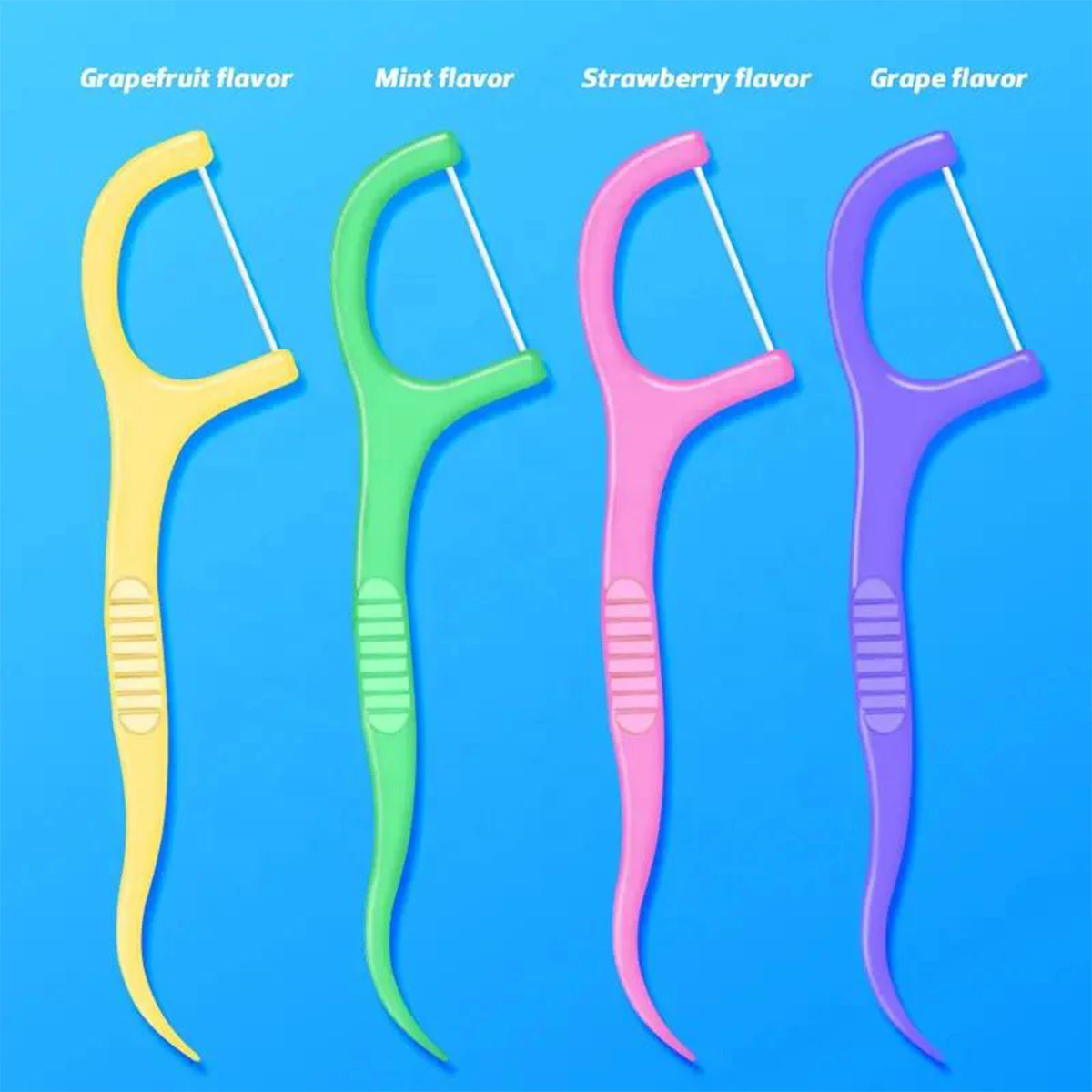 50pcs Floss Fruit Flavor Box Floss Dazzling Colorful Ultra Fine Floss Stick Tick Oral Cleaning Portable Floss