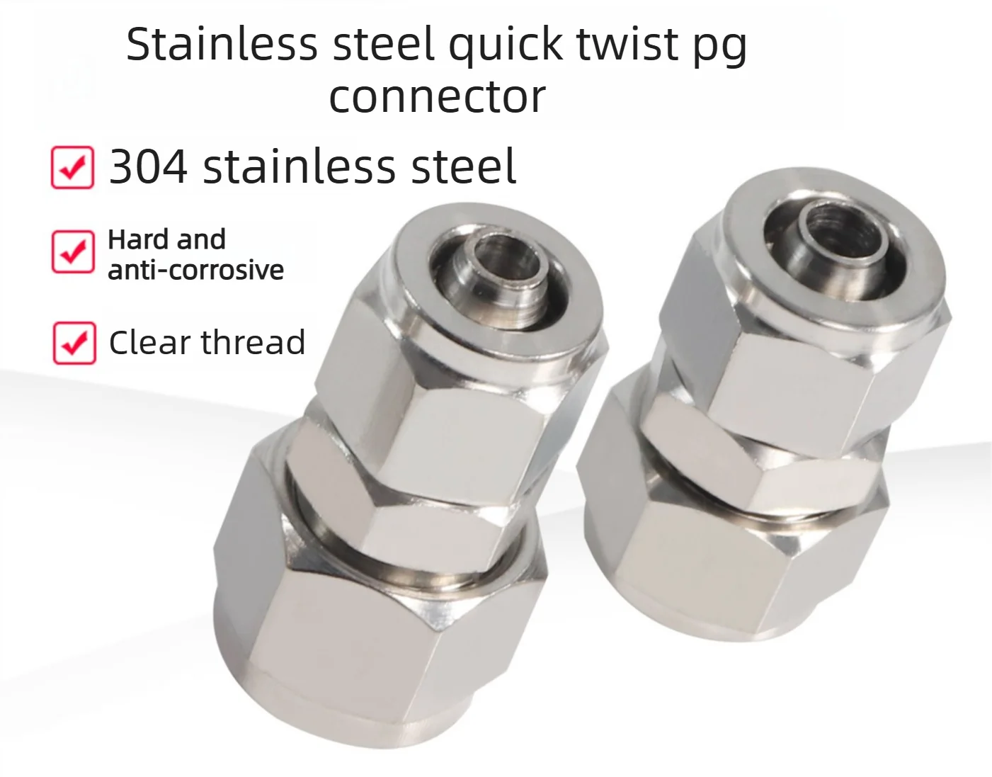 10pcs  304 Stainless Steel Pneumatic Quick Twist Fitting PG6-4 Straight Reducer 8-6/10-8/12-8