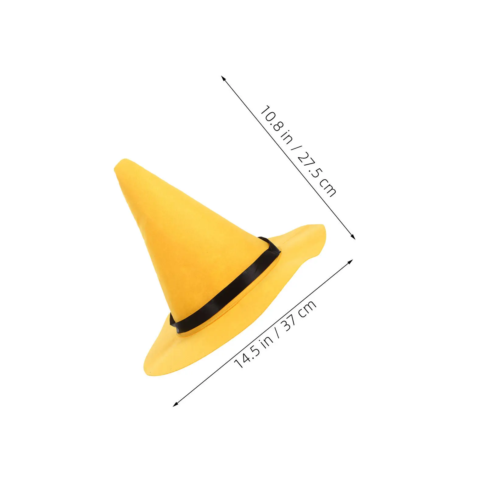 Yellow Felt Pointed Halloween Witch Hat Wide Brim Wizard Costume Hat Medieval Style Sorceress Scarecrow Party Cap