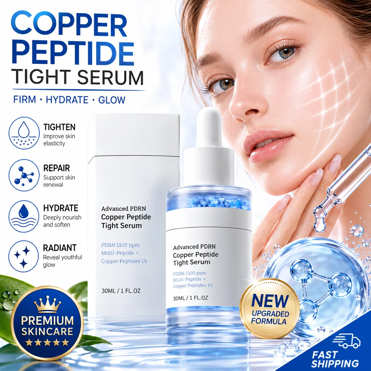 Azelaic Acid Serum - Advanced Copper Peptide Facial Serum Firming