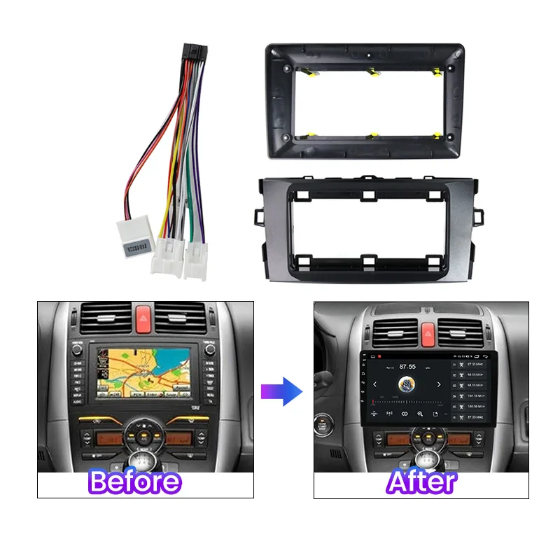 MEKEDE Car Radio Fascia Frame for Toyota Auris E150 2006-2011 2Din GPS DVD Stereo Panel Dash Mount Installation Trim Kit Frame