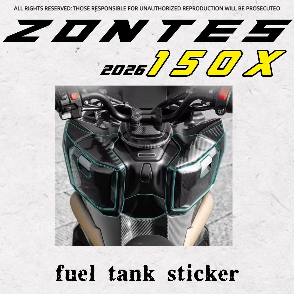 For 2026 ZONTES 150X carbon fiber protective film, motorcycle modification fuel tank sticker, anti-wear sticker accessory.
