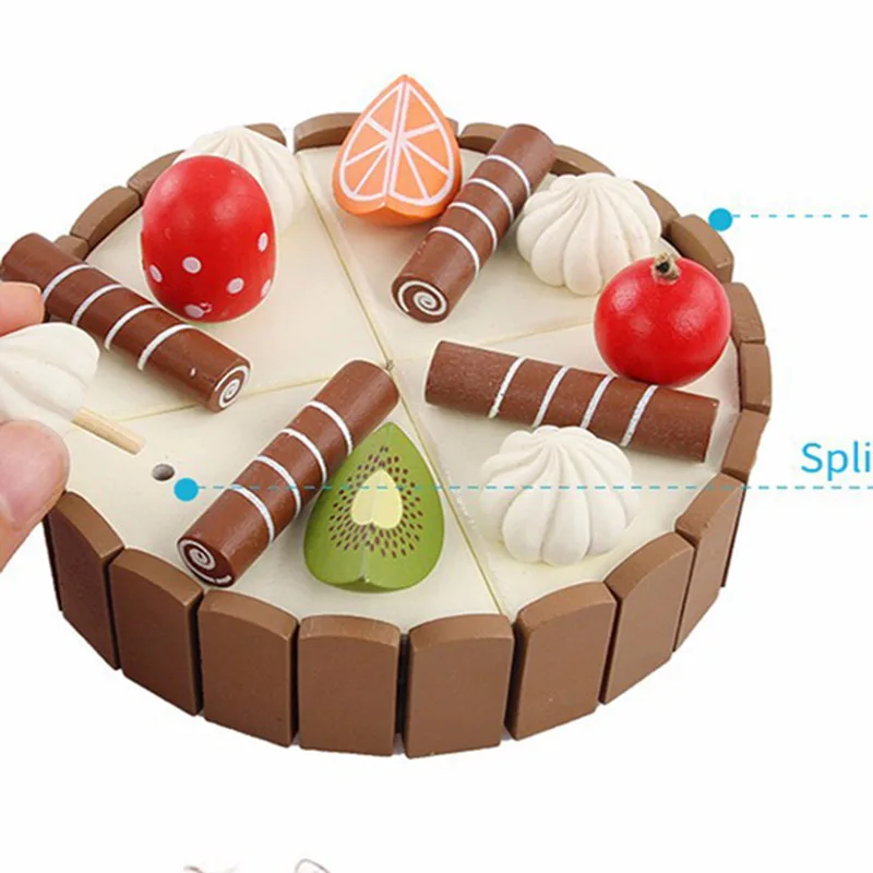 Wooden Kids Kitchen Toys Cutting Cake Play Food Children Toy Play House Toy Simulation Cooking Birthday Early Education Gift