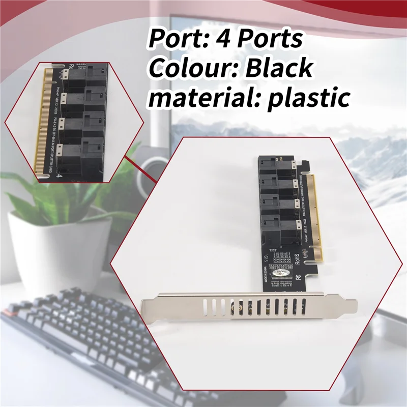 

Новый! !NGFF PCI-E 16X-4 порта U.2 NVME Сплит-карта расширения SFF-8639/8643 NVME PCIE SSD-адаптер для материнской платы SSD