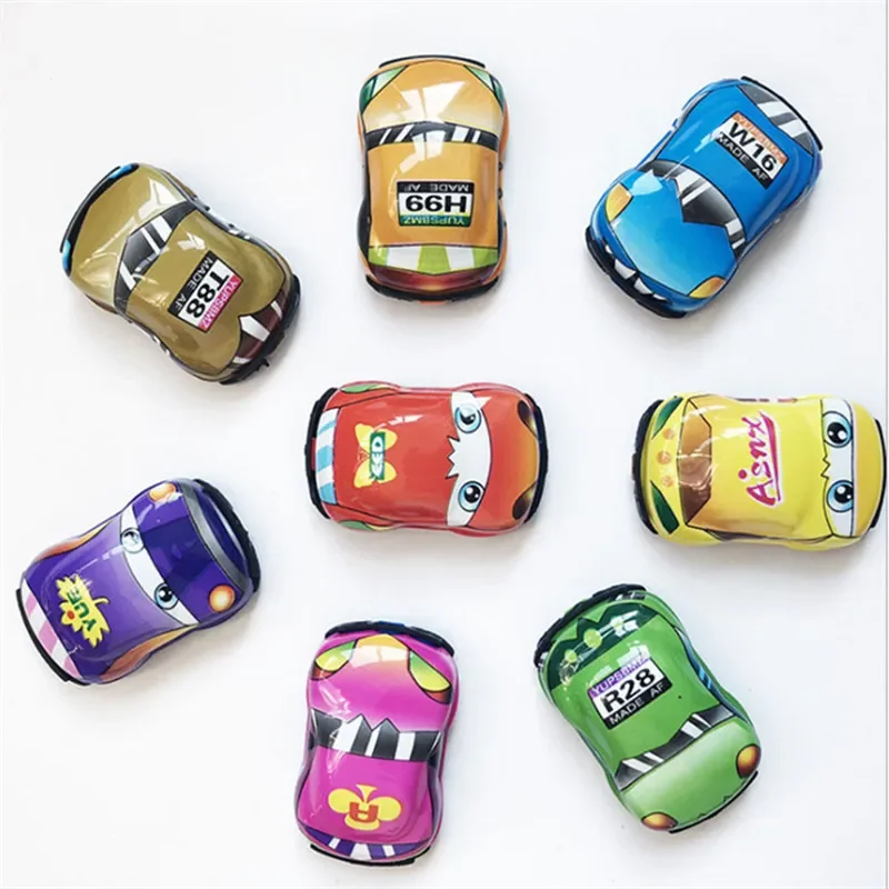 Kinderen Cartoon PVC Soft Shell Rebound Auto Kinderen Leuke Kleine Racewagen Insect Scooter Model Speelgoed Mini Snelle Trek Auto