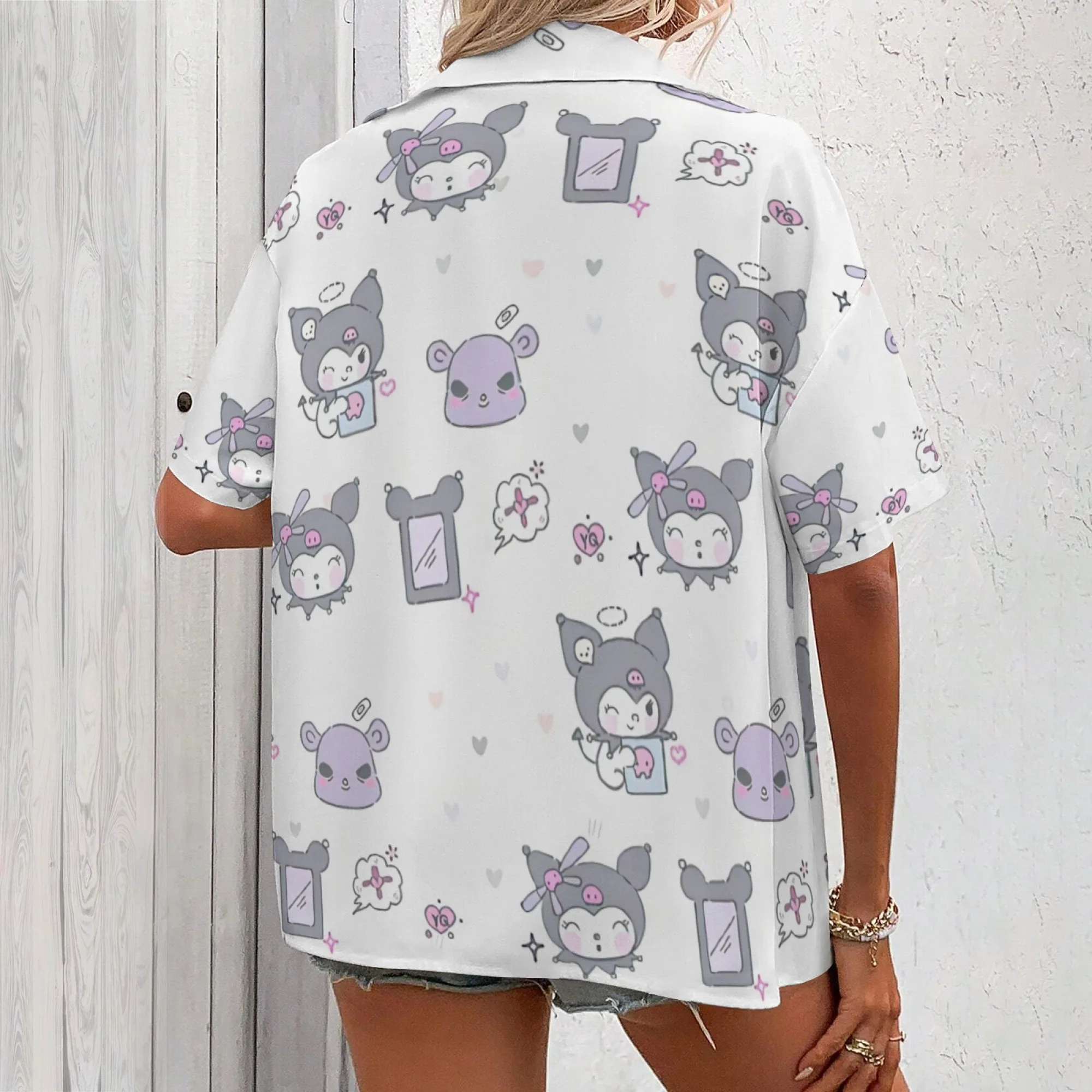 Kuromi 셔츠 소녀 대형 티셔츠 여성 의류 Kuromi 셔츠 소녀 11 ~ 12 세 어린이 한국어 리뷰 많은 옷