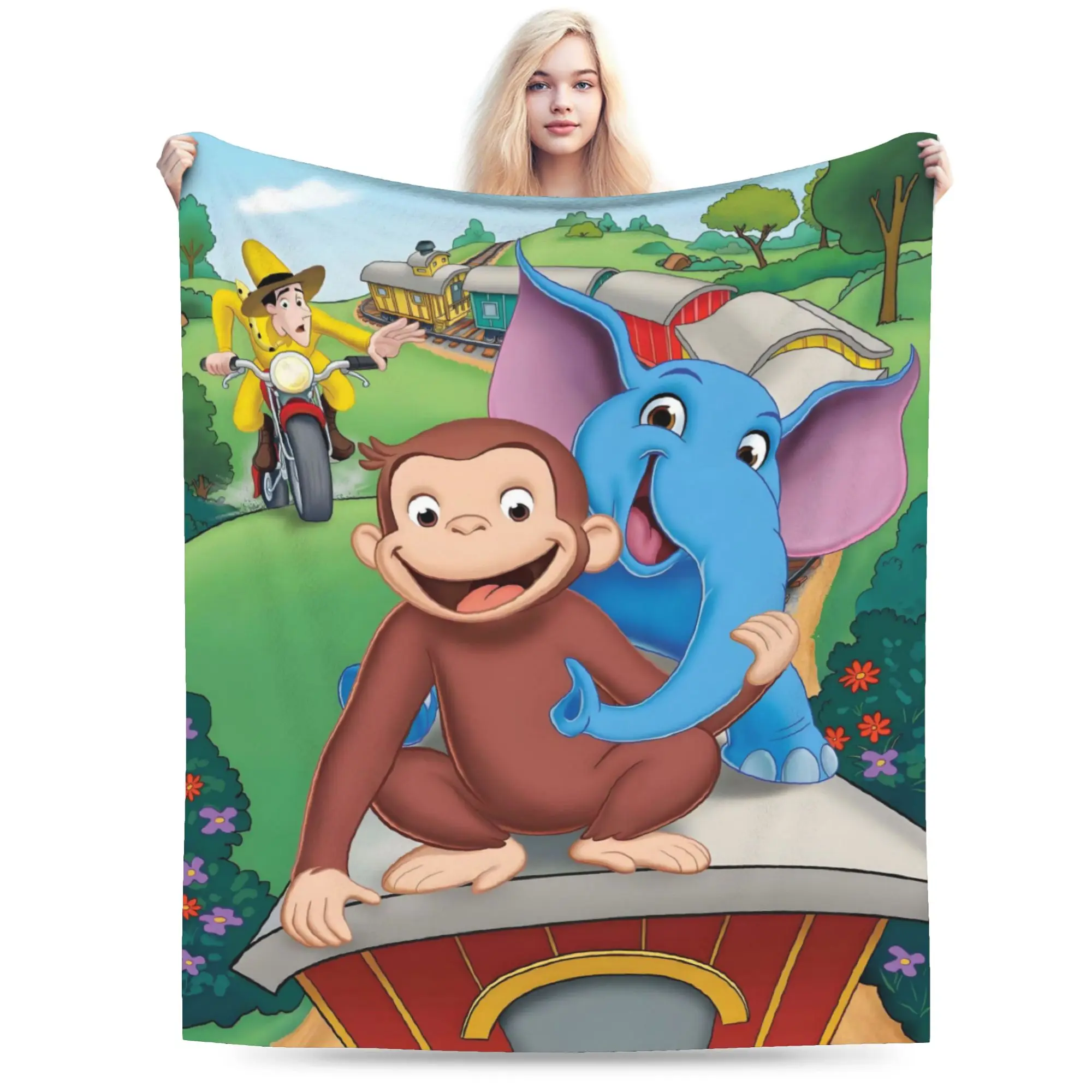Custom Adventure C-Curious G-Georges Blanket 3D Print Soft Flannel Fleece Warm  Throw Blankets for Home Bed Couch Quilt