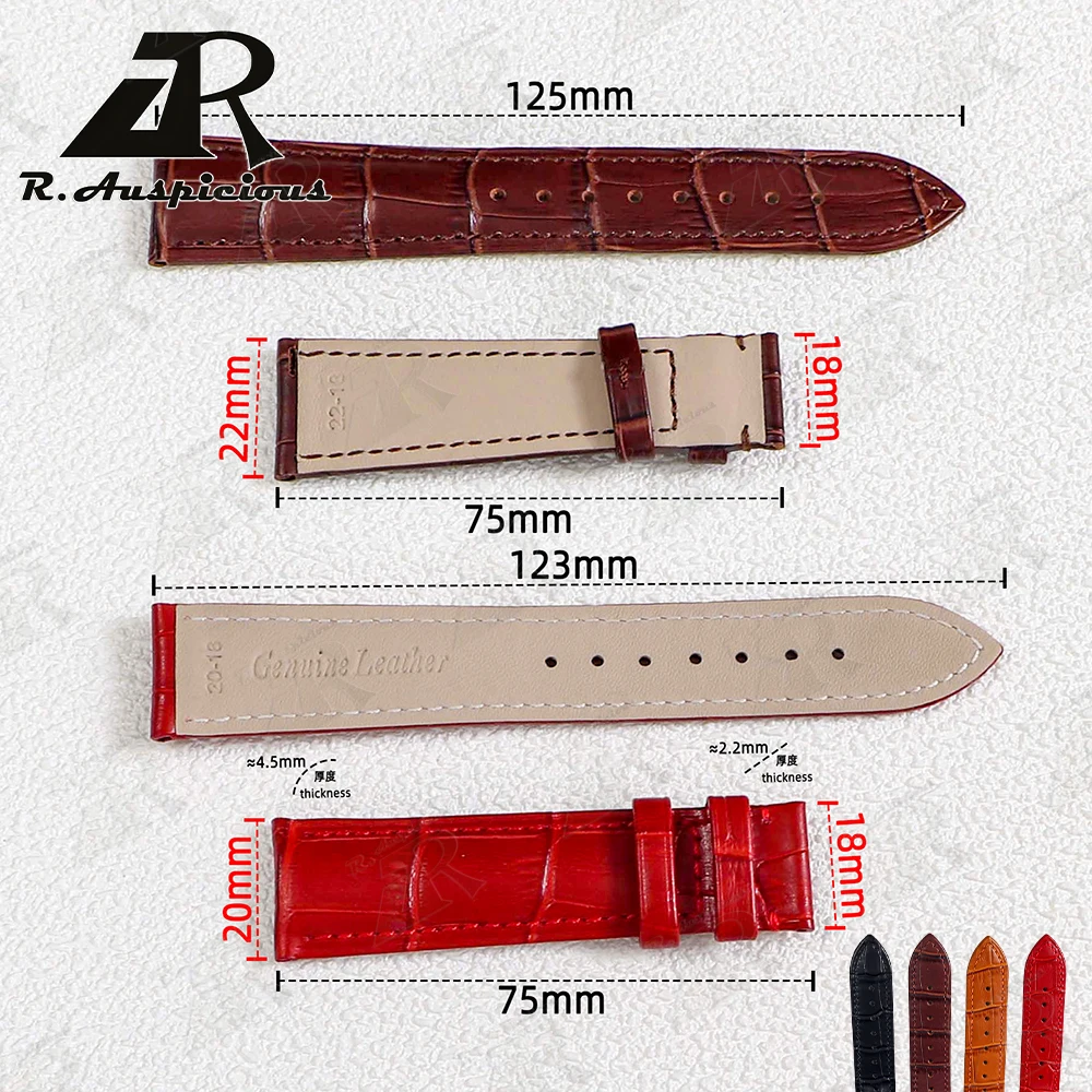 Cowhide Strap Crocodile Watch Band Unisex Pin Buckle For Omega Longines Patek Philippe TAG Heuer Montblanc Vacheron Constantin