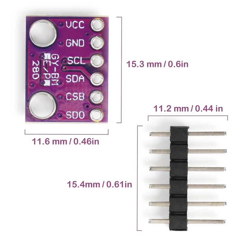 AAAEL-2PCS BME280 3.3V Sensor Module Atmospheric Pressure Temperature Humidity Sensors I2C SPI Breakout GY-BME280