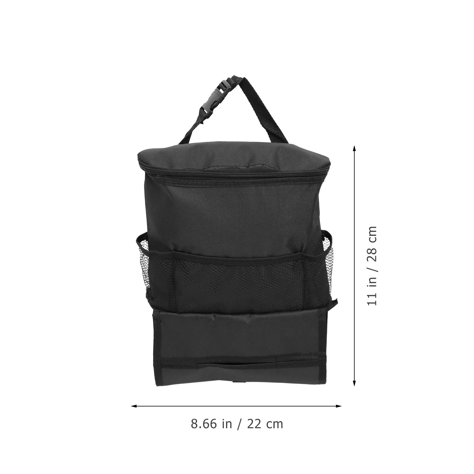 Multi-Pocket Car Seat Back Organizer with Insulated Zippered Compartment for Drinks Snacks Phone Umbrella Tissue Magazines Cd