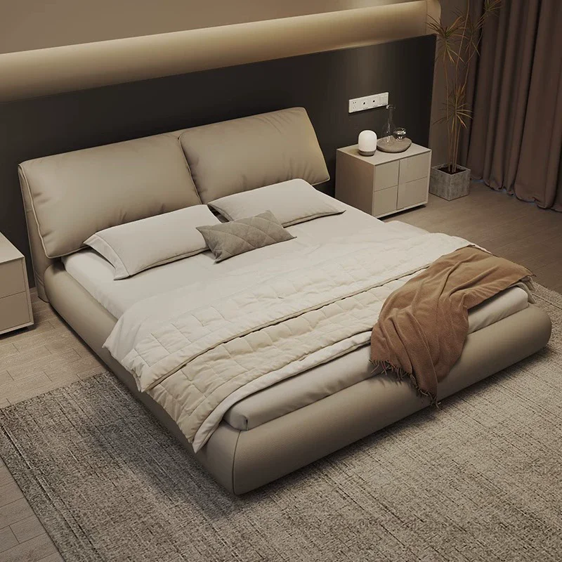 

High Quality 1.8m King Size Leather Bed Light Luxury Modern Simple Style With Adjustable Feature For Bedroom Furniture