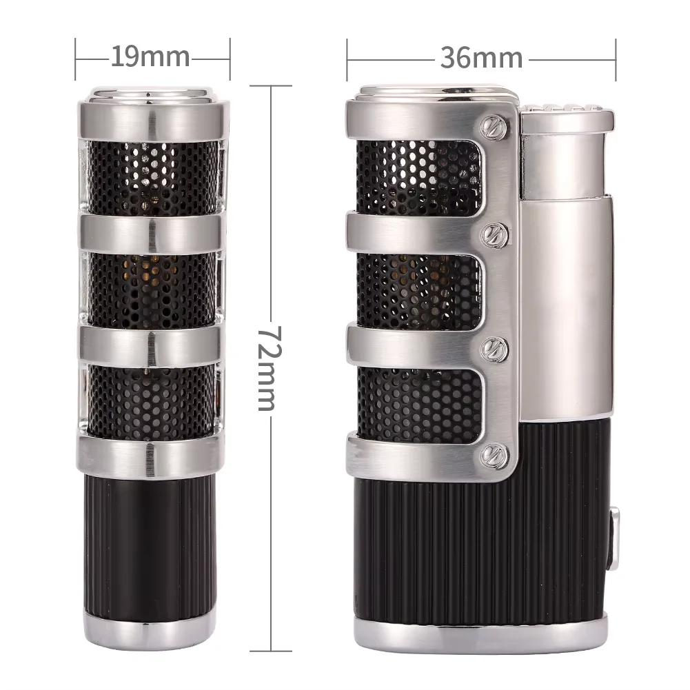 Luxury3 Jet Torch Cigars Lighter Windproof Metal Pocket Lighters Butane Refillable Flame Gas Lighter W/ Cigar Punch