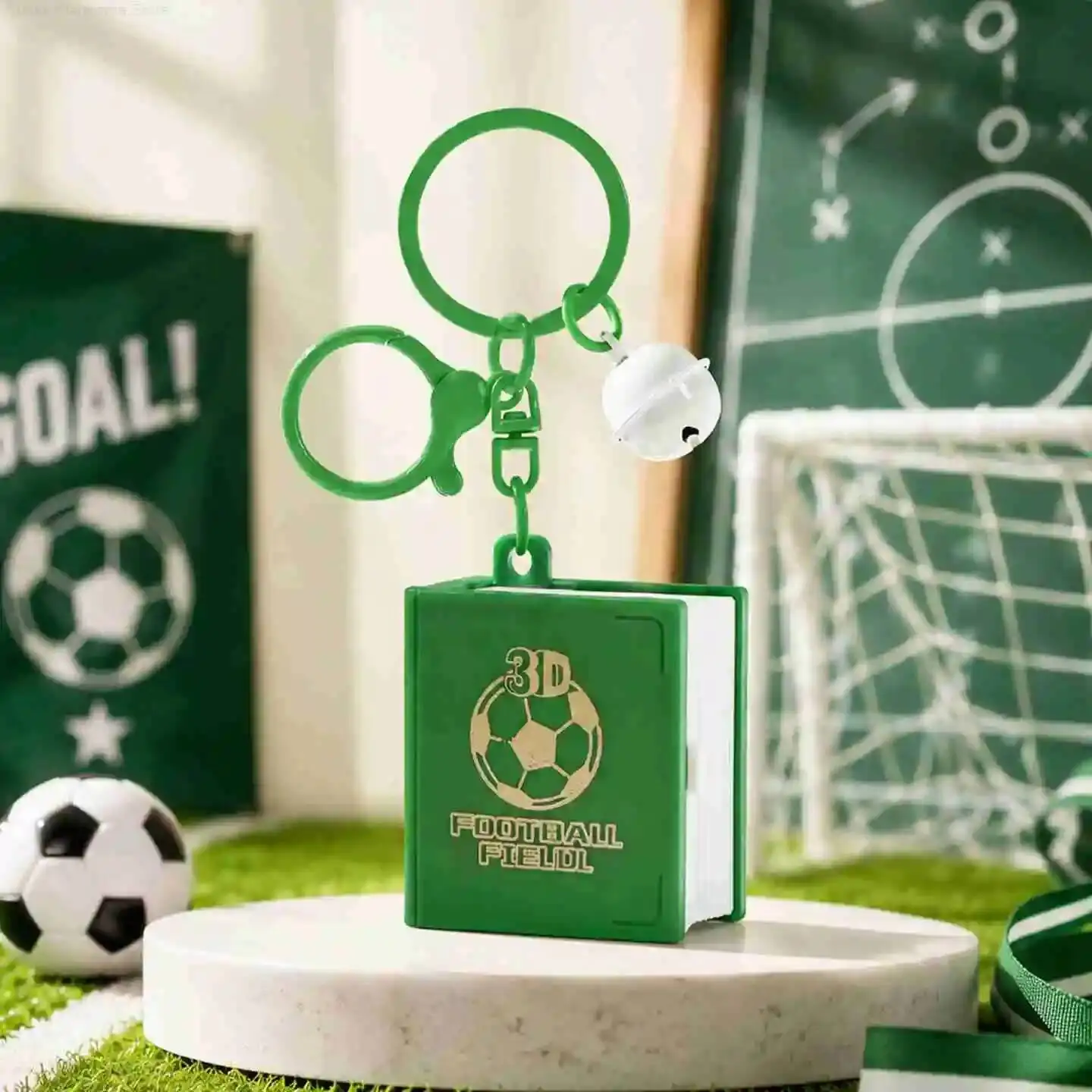 3D Football Pop-up Book Keychain Small Pendant Bag Decoration Hanging Chain Football Book Souvenir Gift