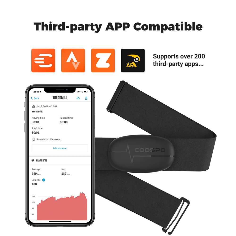 COOSPO H6M หน้าอก Heart Rate Monitor สายคล้องบลูทูธ 4.0 ANT + Heart Rate Sensor กันน้ําสําหรับ Garmin Wahoo