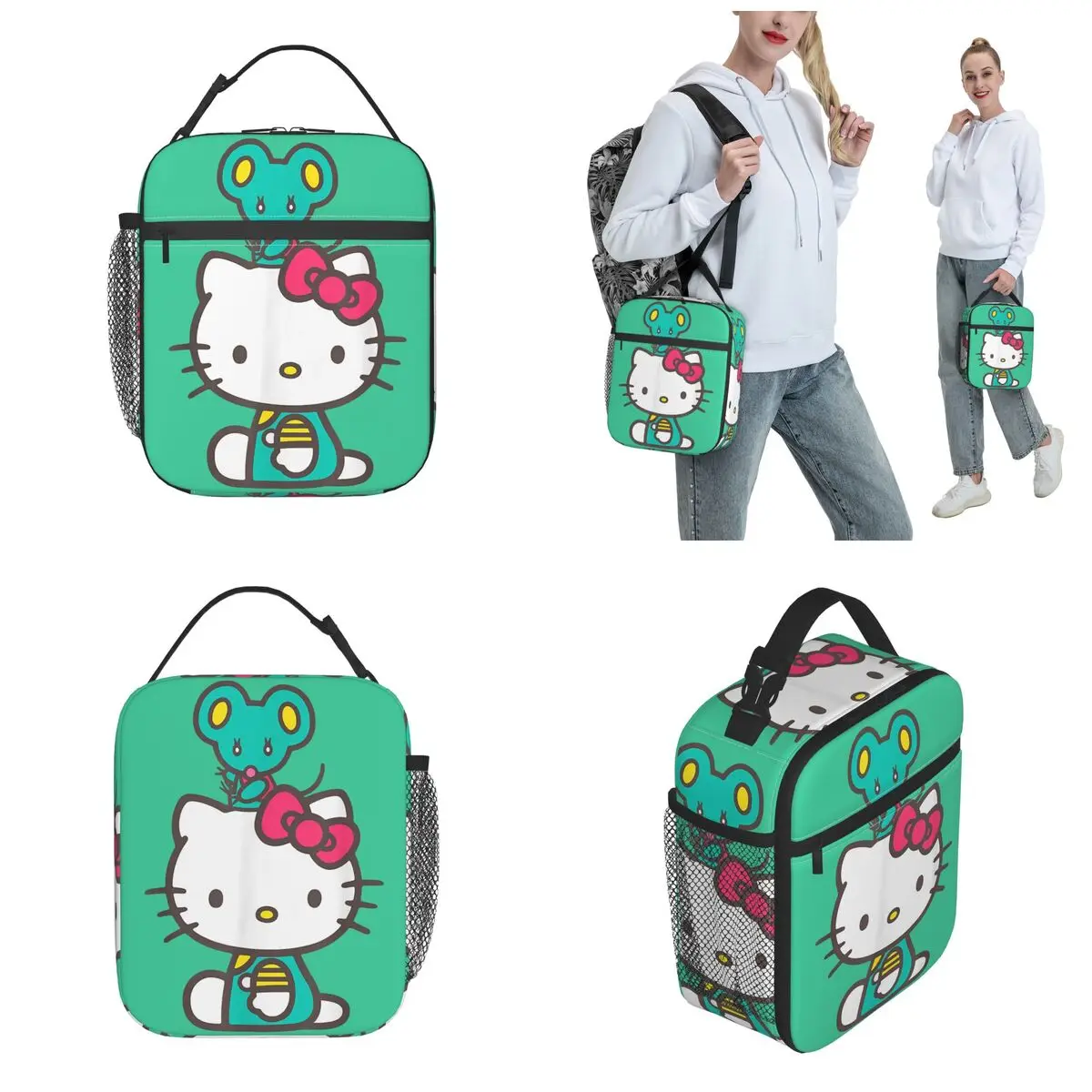 Hello Kitty Best Aunt Insulated Lunch Bags Portable Lunch Container Thermal Bag Tote Lunch Box Office Outdoor Men Women