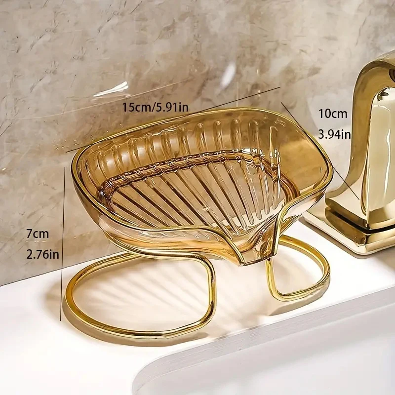 Bathroom Soap Dish Light Luxury Toilet Shower Soap Holder With Drain Water Soap Storage Case Tray Container Bathroom Gadgets