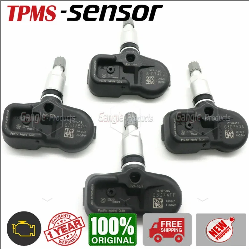 4PCS 42607-50010 TPMS 42607-50011 TPMS Sensore di pressione dei pneumatici per Lexus ES GS IS LS Toyota Land Cruiser RAV4 PMV-107K