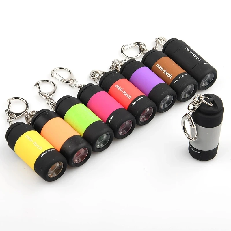 Mini linterna Led portátil recargable por USB, linterna de bolsillo, llavero, lámpara, iluminación para exteriores, senderismo, Camping