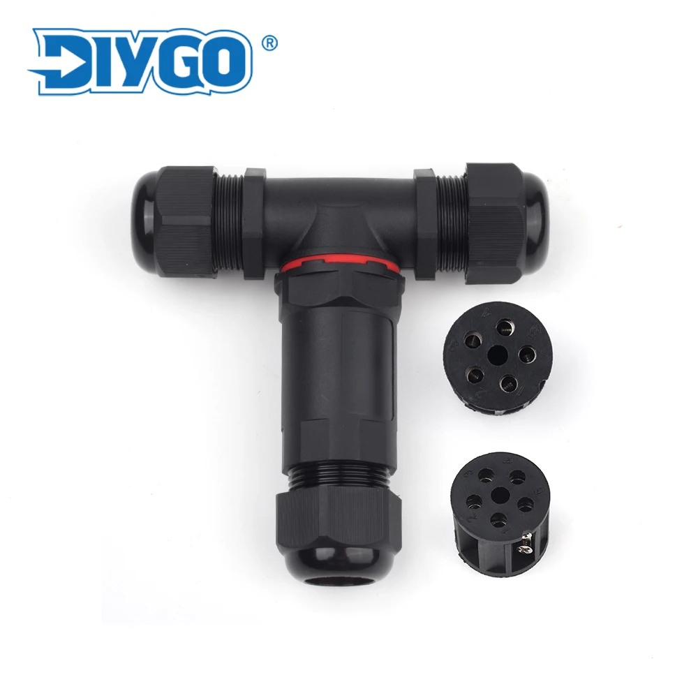 Ip68 M25 Quick Waterproof Connector Screw Crimping Adapter Outdoor Docking Terminals Block 5 Core Nylon T-Shaped Junction Box