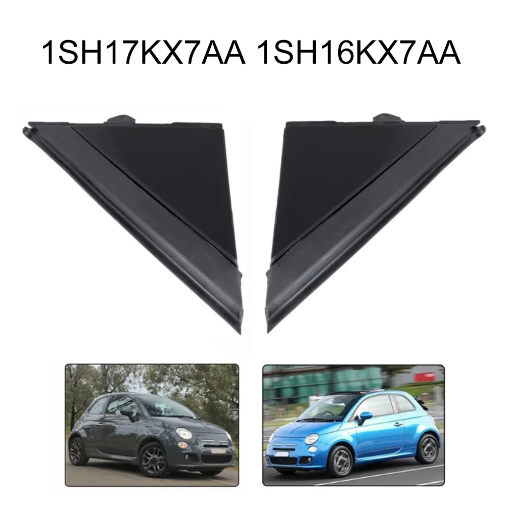 2pcs Matt Black Door Mirror Flag Cover Trim For Fiat 500 2012-2019 Left Right A-Pillar Triangle Panel Replacement Accessories