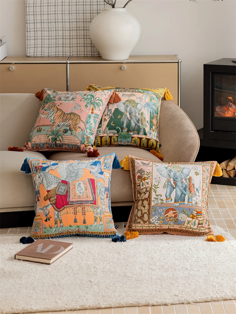 Vintage Tiger Decorative Throw Pillow Cases, Cushion Cover for Couch, Sofa, Bedroom, Home, Living Room, Double Side Horse