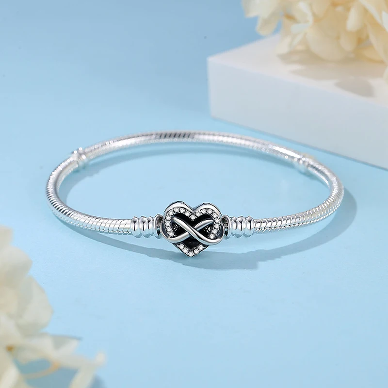 Originele 925 Sterling Zilveren Armbanden Armbanden Liefde Hart Clip Bedels Kralen Slangenkettingen Voor Vrouwen Rose Goud Diy Luxe Sieraden