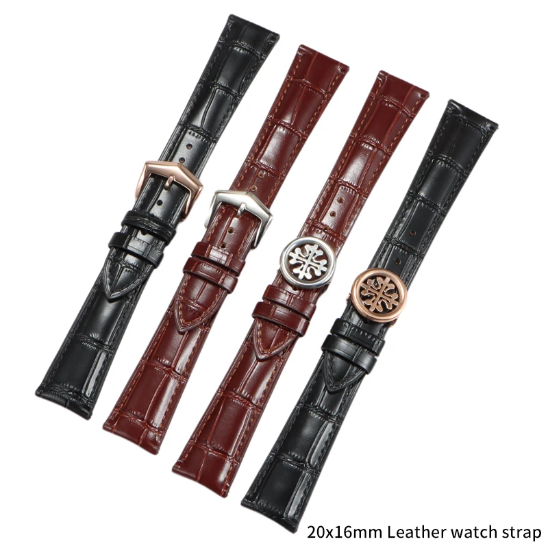 Shengmeirui For Patek Philippe replacement wristband 5227G 5146R 6140G 5002P ZENITH Cowhide Genuine Leather watch strap 20x16mm
