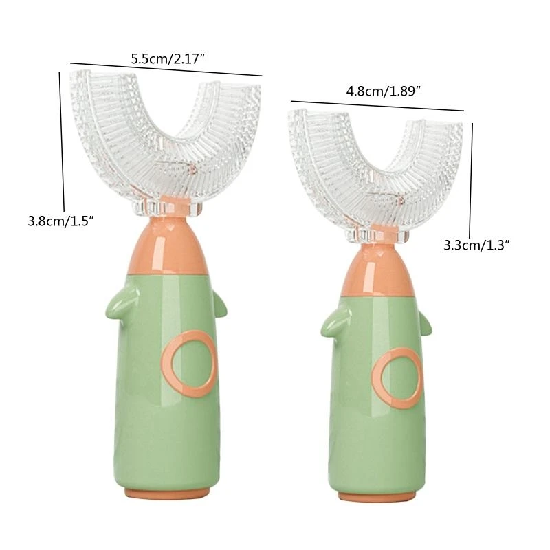 M76C الكرتون المحمولة 360 درجة U على شكل فرشاة أسنان الطفل لينة سيليكون فرشاة أسنان الاطفال منظف الأسنان العناية بالفم تنظيف