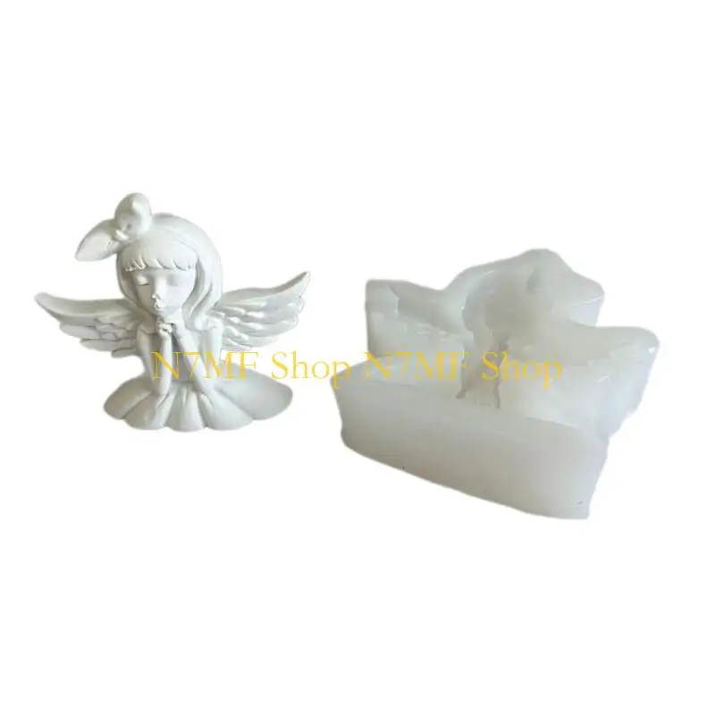 

N7MF Angel Girl Epoxy Resin Mold Non-stick Scented Silicone Mold DIY Plasters Crafts Table Ornament Tool Nonstick