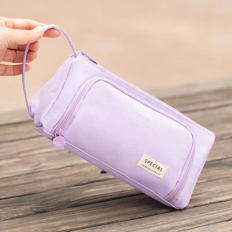 Black Triangular Oxford Cloth Pencil Case, Office Stationery Storage Bag, Study Stationery Suitable for Boys and Girls