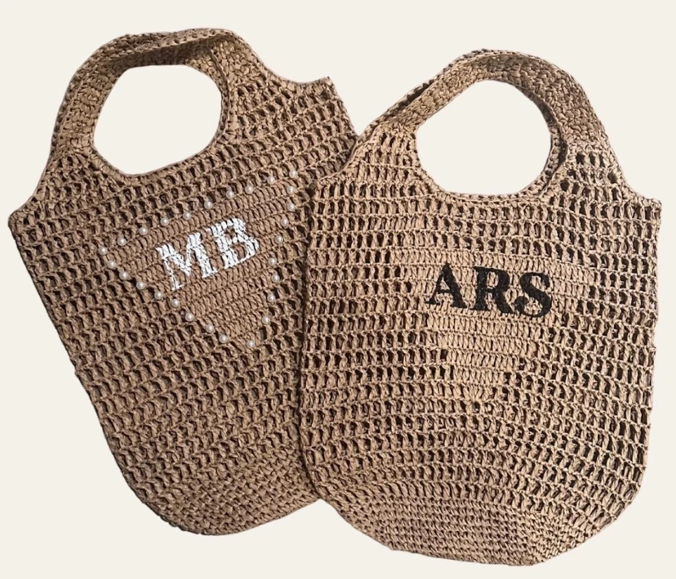 Personalized Raffia Beach Tote Beach bag Straw Beach Bag Personalized Custom Initial Woven Tote Personalized Gift