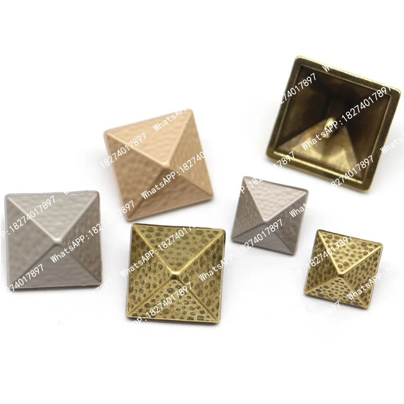 50pcs Pyramid Shaped Metal Retro Jacket Button Square Buttons for Windbreaker Sweater Coat Decorative DIY Sewing Accessories