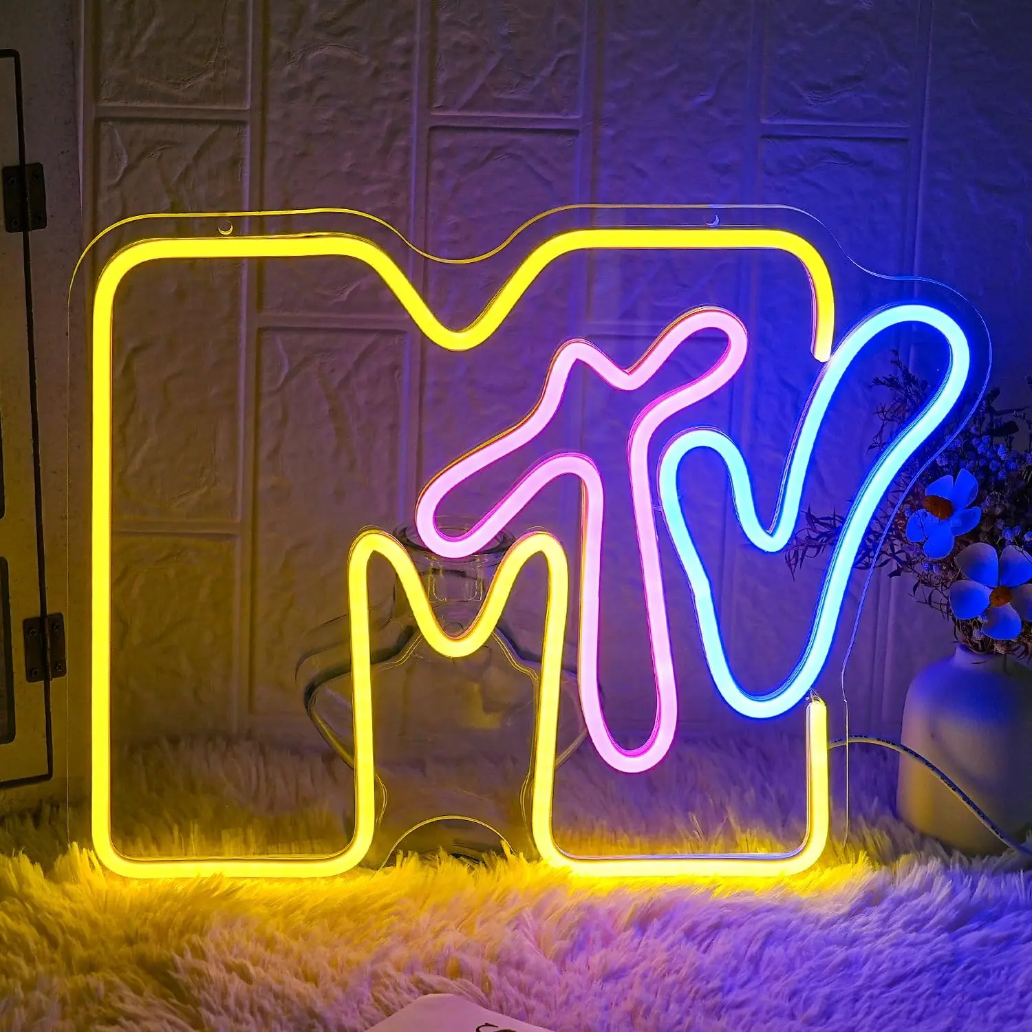 

MTV Neon Sign Dimmable Wall Lights for Bar Bedroom Music Room Recording Studio Party Decor Electronic Art Draw Birthday Gifts