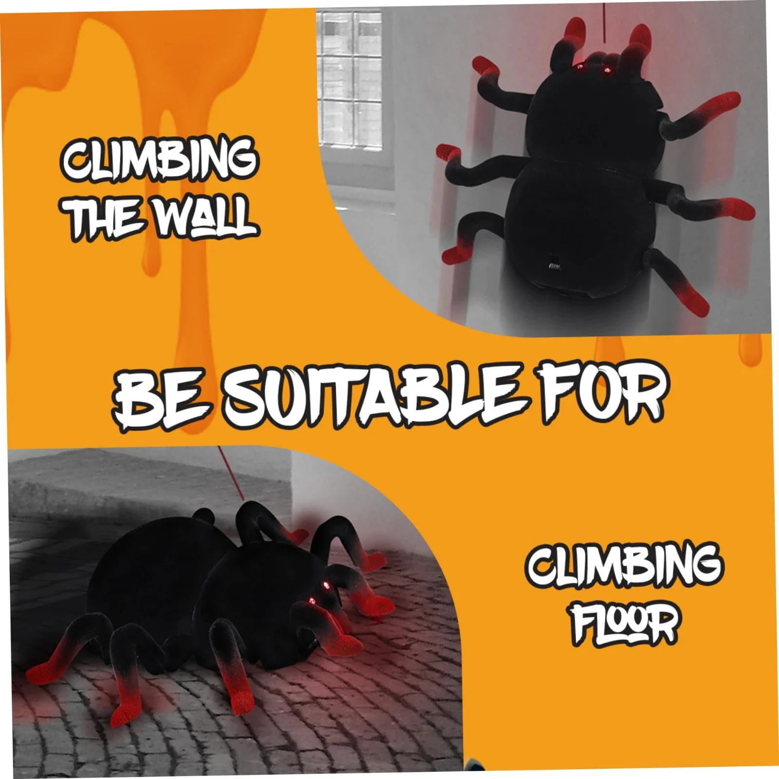 ของเล่นแมงมุมบังคับวิทยุ, แมงมุมไต้หวันปีนกำแพงแบบชาร์จไฟได้พร้อมไฟ, ของเล่นสัตว์บังคับวิทยุสำหรับเด็กและผู้ใหญ่สำหรับเล่นตลกในวันฮาโลวีน