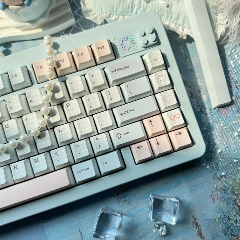 Bunny Tea Party Theme Key Caps Set 158 Keys PBT Dye Sublimation Customized MX Switch Keycaps for Mechanical Keyboard Accessories