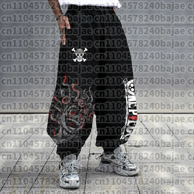 One Piece Unisex Pure  Sports Pants Luffy 2026 Spring and Summer Harajuku Anime Print American Hip-hop Loose Pants - view 3