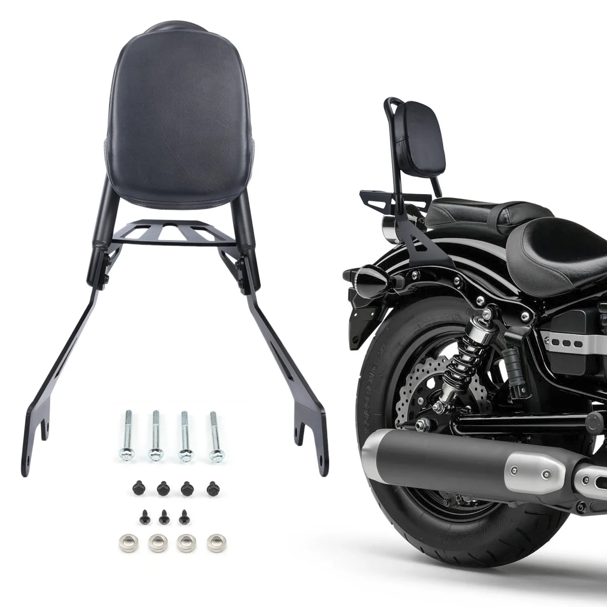 

Motorcycle Backrest For Yamaha Star Bolt XVS 950 XV950 R Spec 2014 2015 2016 2017 Side Arms & Pad Removable Back Cushion