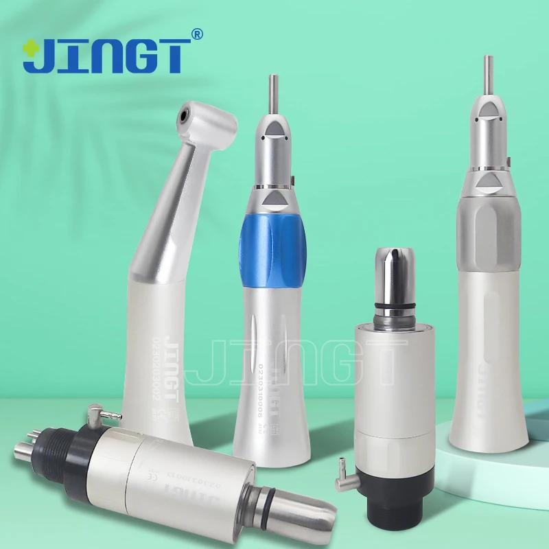 JINGT FX Type Dental Low Speed External Straight Handpiece MotorB2/M4 Air Push Button Contra Angle Dentist Tips Kit Fit KAVO/NSK