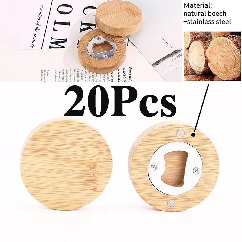 20Pcs Bamboo Bottle Opener for Home Kitchens Bars Parties Beer Opener Can Driver Wooden Bottle Opener