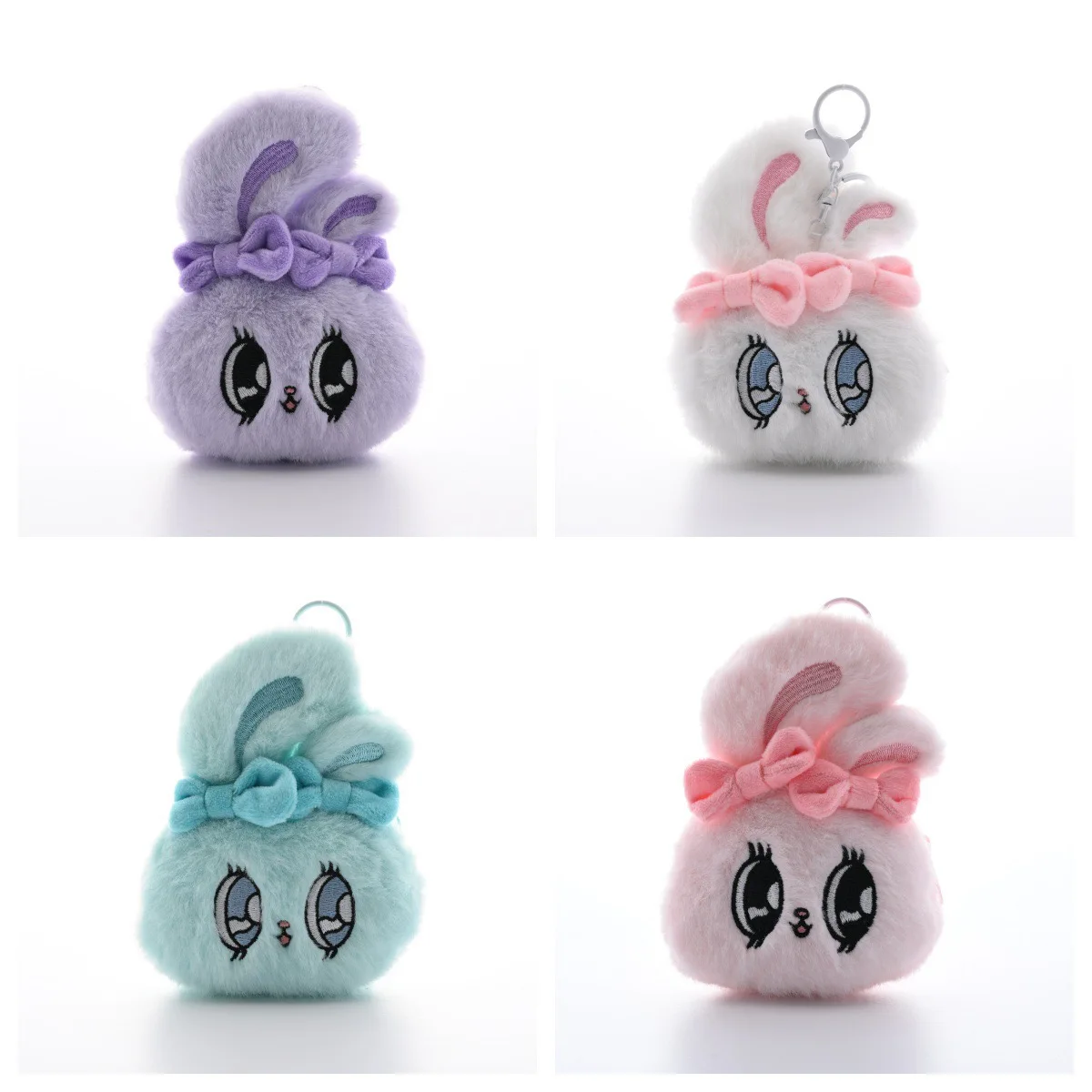 Porte-clés en peluche Kawaii Big Eyes Rabbit, porte-clés nœud papillon chérie, joli sac à dos, sac à main, cadeau pendentif en peluche, 13cm