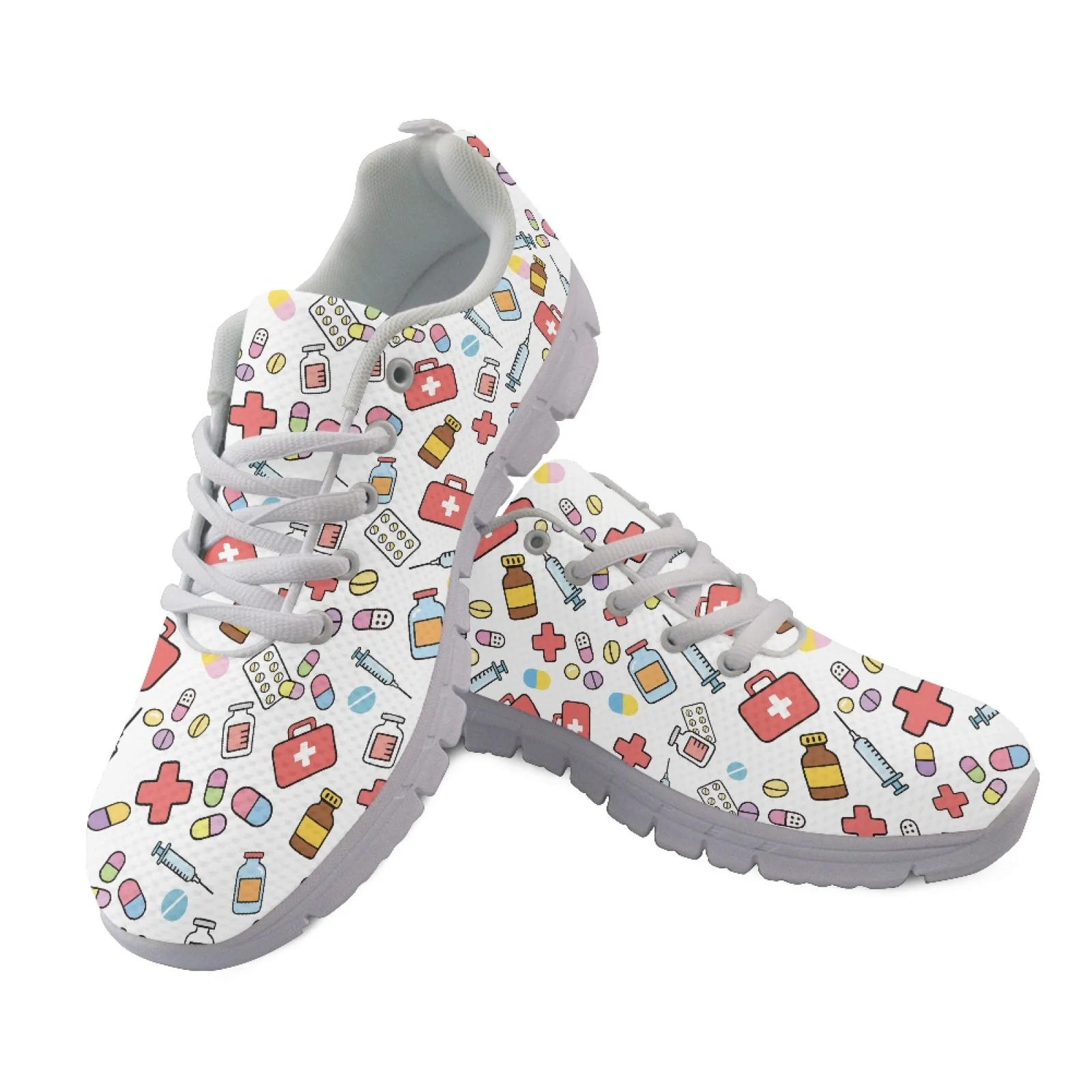 Coloranimal Medicine Kit Mesh Trainers Lace Up Breathable Women Sneakers for Gym
